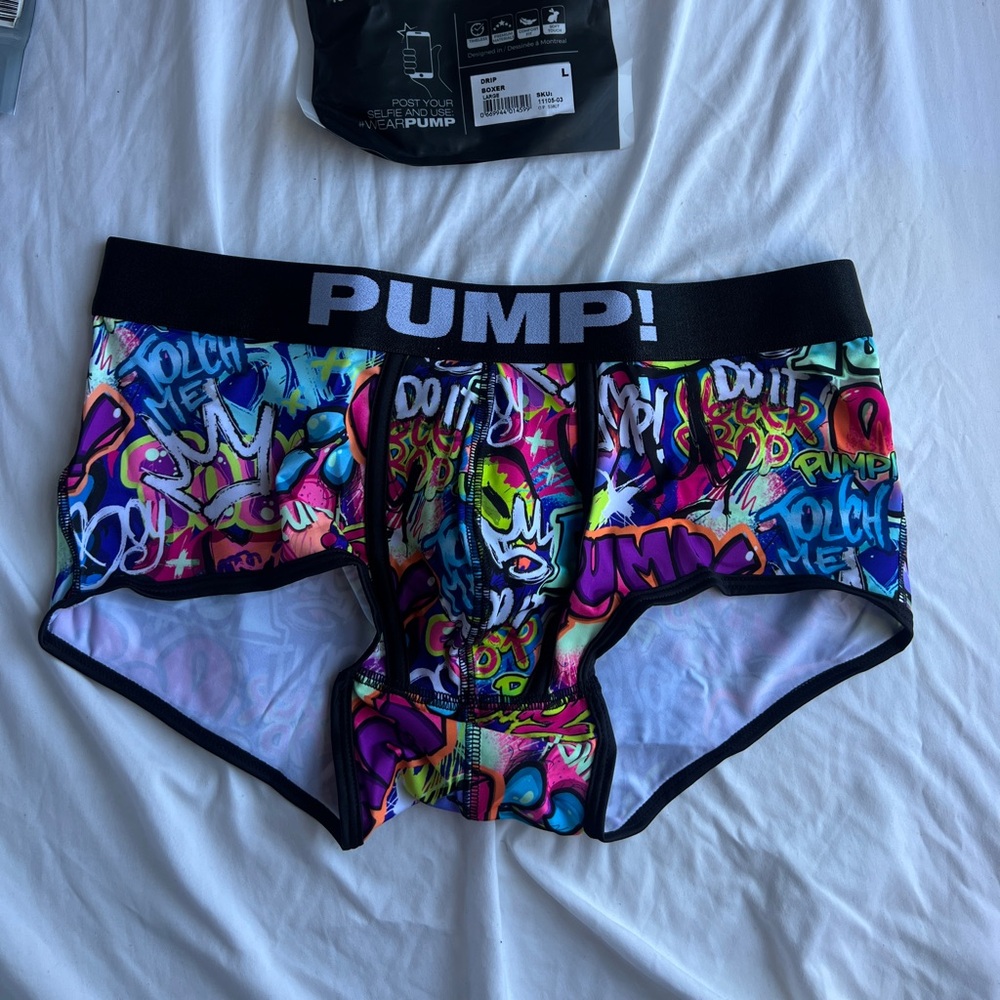 Brand new PUMP UNDERWEAR mens boxer briefs drip collection Large small colorful